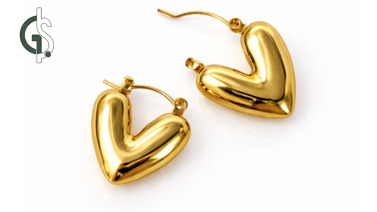 გულის ფორმის ოქროსფერი საყურე